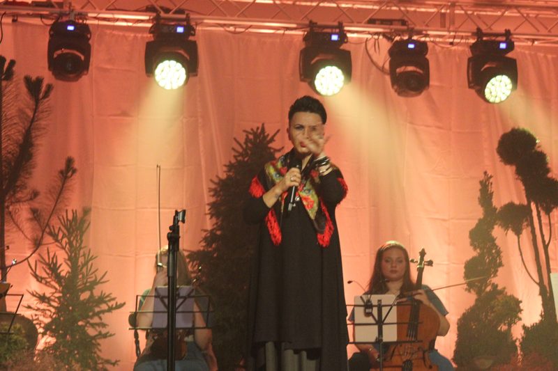 Amira Medunjanin singing on stage in Vareš